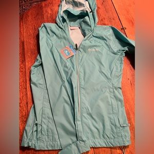 Columbia waterproof light wind breaker size Small teal back to school raincoat